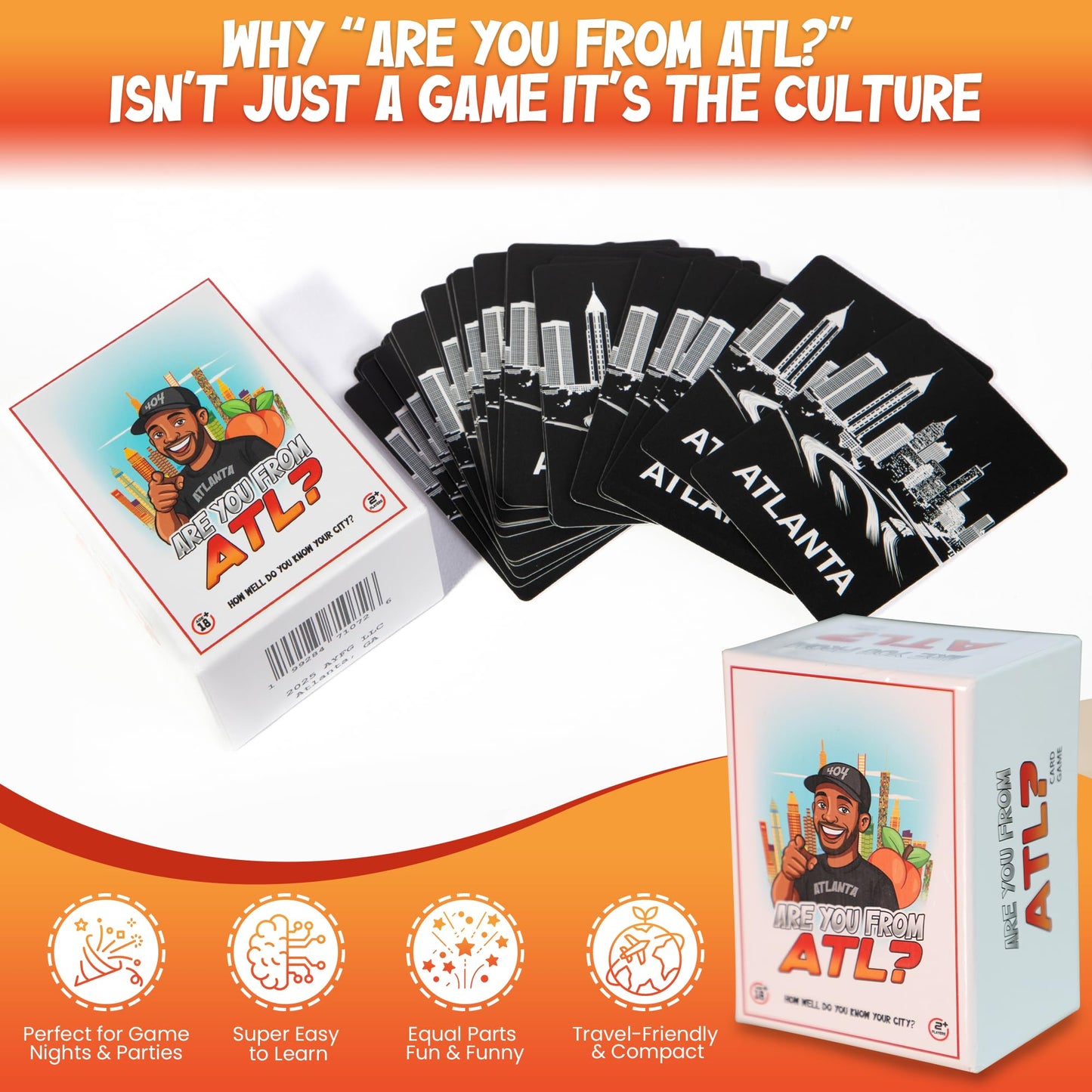 Are You From ATL? Atlanta Trivia Card Game, Adult Party Game for Locals and Visitors, ATL Culture and History Quiz Cards, Ages 18+