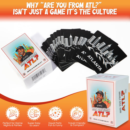 Are You From ATL? Atlanta Trivia Card Game, Adult Party Game for Locals and Visitors, ATL Culture and History Quiz Cards, Ages 18+