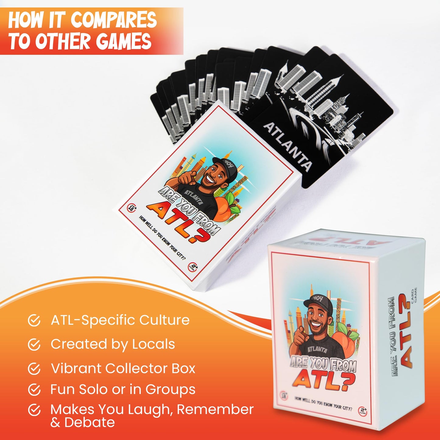 Are You From ATL? Atlanta Trivia Card Game, Adult Party Game for Locals and Visitors, ATL Culture and History Quiz Cards, Ages 18+